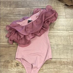 Pink ruffle bodysuit